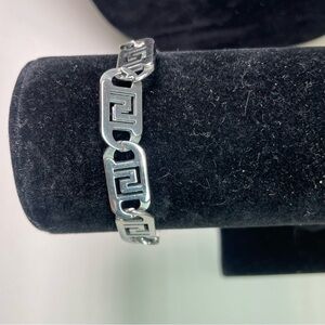 Vintage Silver Tone Geometric Link Bracelet